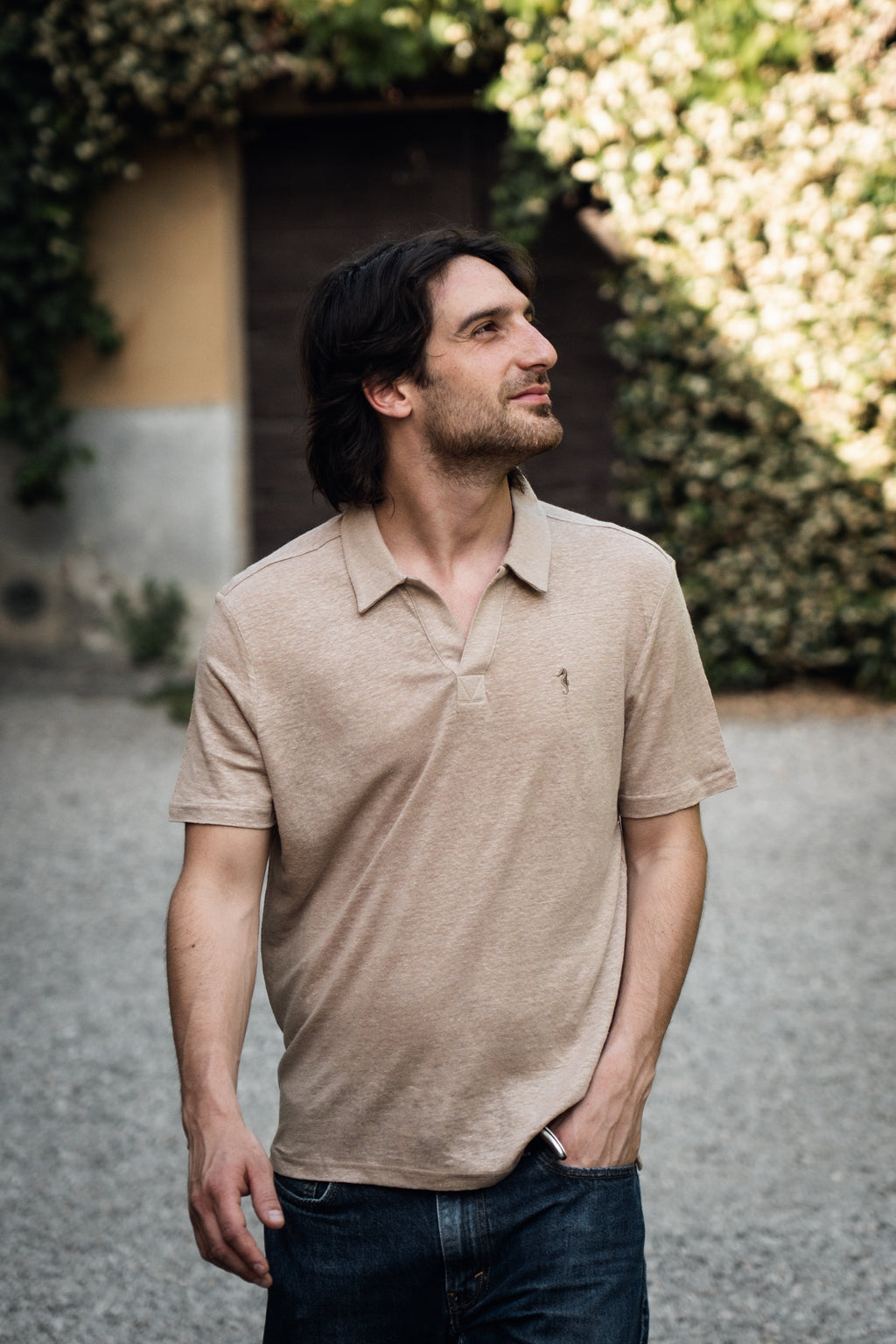 EXPLORER LINEN POLO SAND